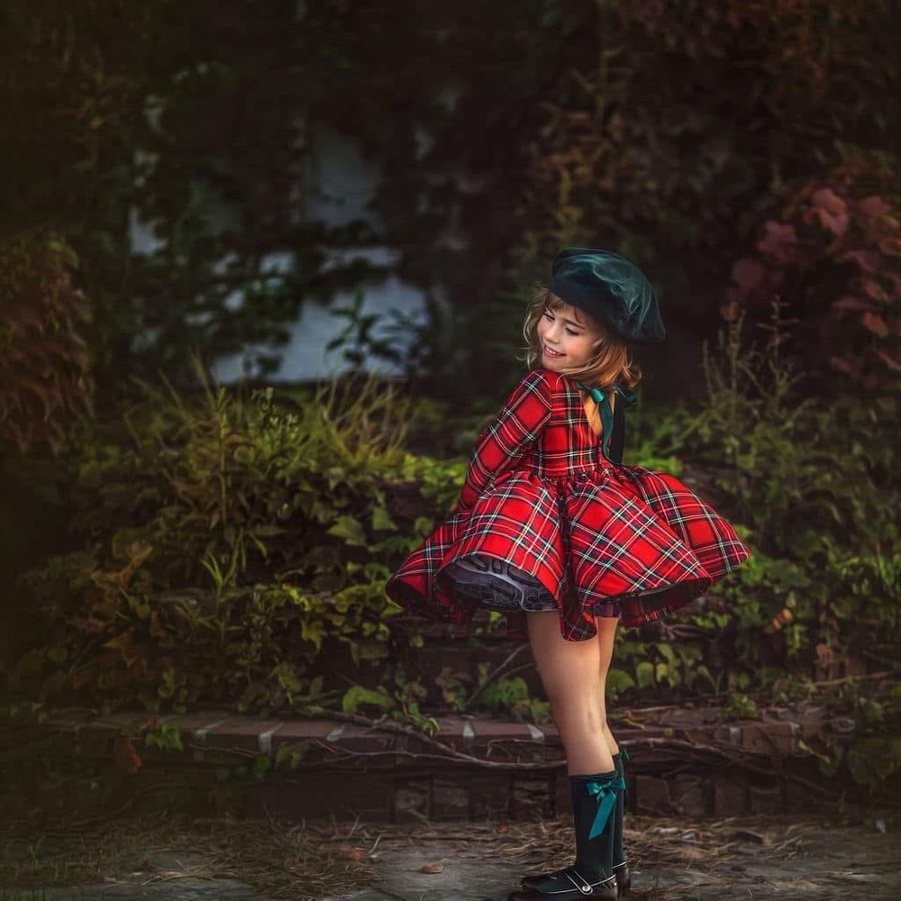 Designer Aggie & François Tartan Dress Set with Headband
